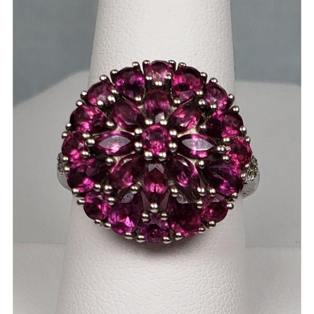 DJoy Signed 925 Sterling Silver Purplish Pink Rhodolite Garnet Ring Size 8.25 - Picture 6 of 16
